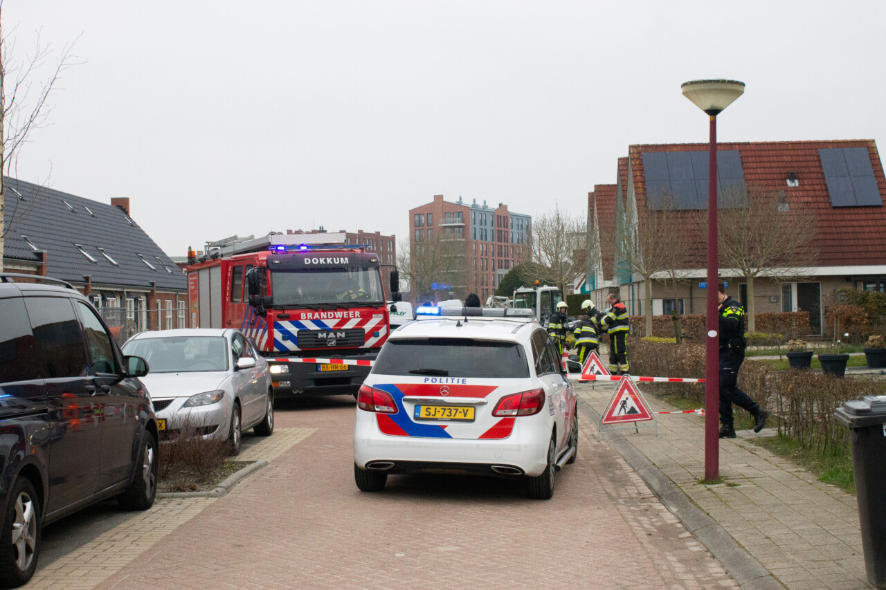 Straat afgezet na gaslekkage in Dokkum