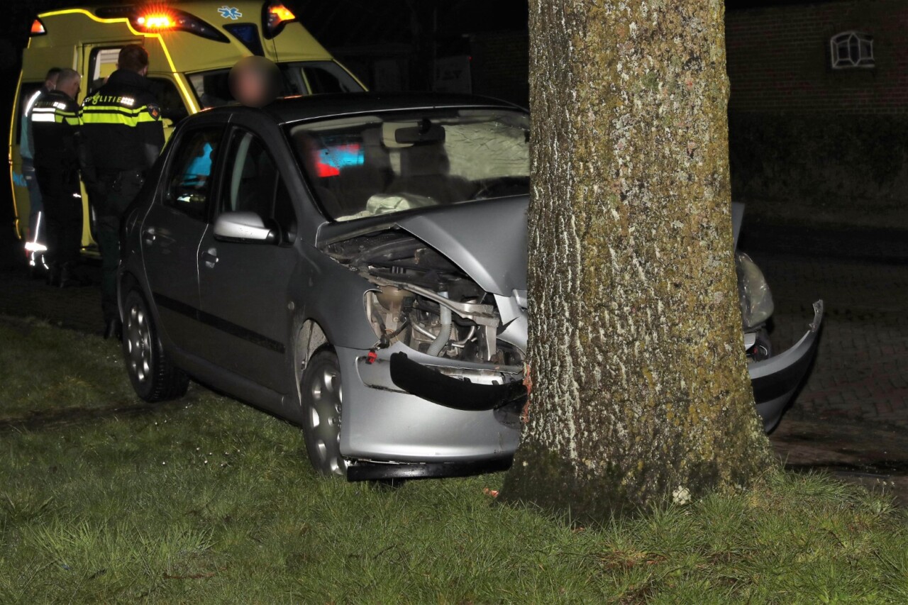 Auto botst tegen boom in Anloo