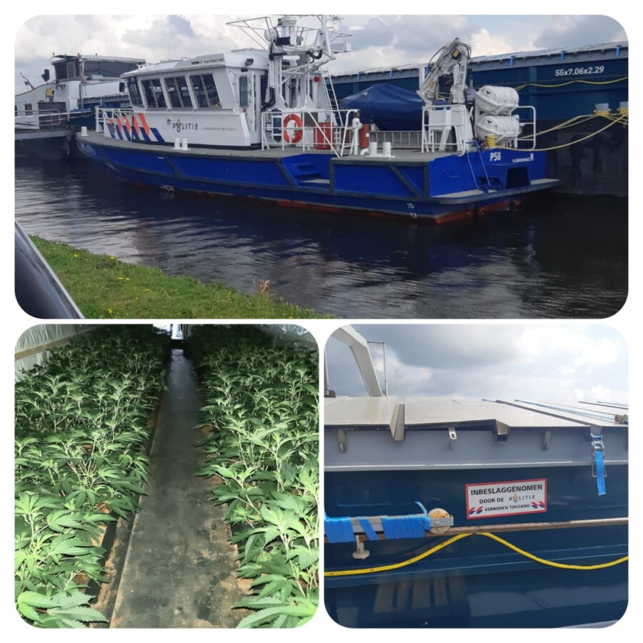 Politie vindt meer dan 1000 wietplanten op binnenvaartschip