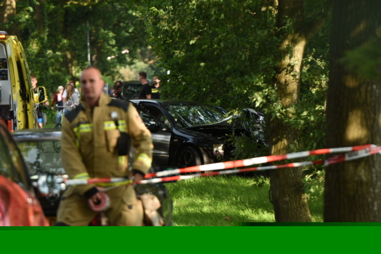 Auto botst tegen boom in Nieuw-Dordrecht; twee gewonden