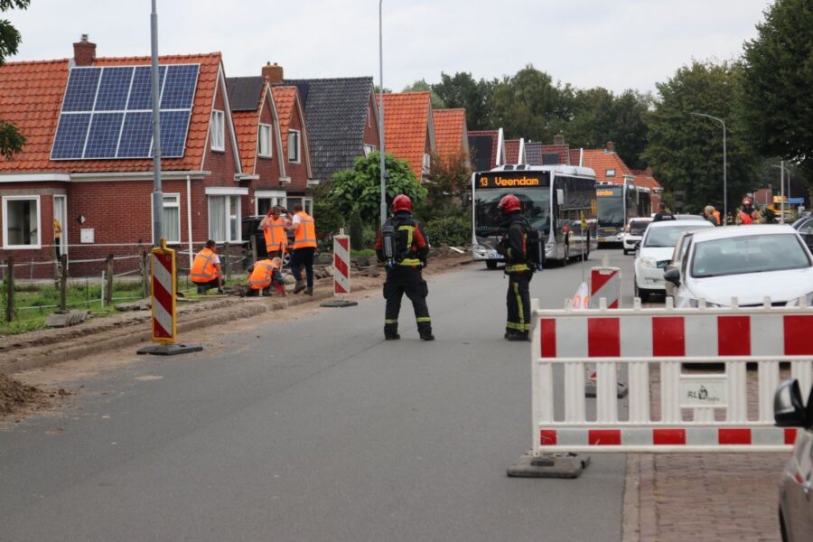 Busverkeer Veendam ontregelt door gaslekkage