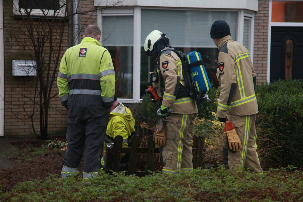 Gaslek in tuin door graafwerkzaamheden in Zuidlaren