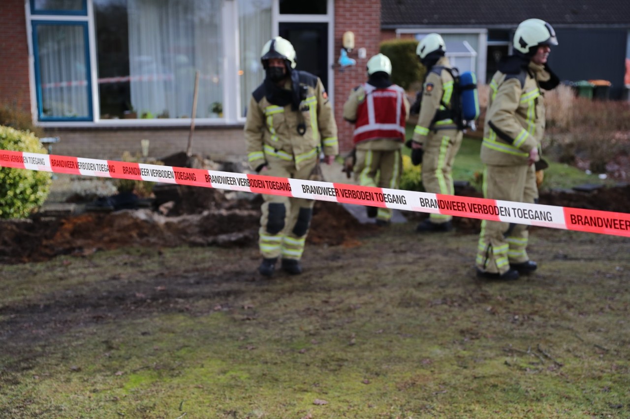 Gasleiding geraakt tijdens werkzaamheden in tuin Gieten