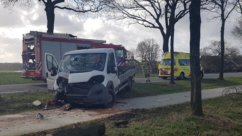 Busje botst tegen boom bij Schoonloo