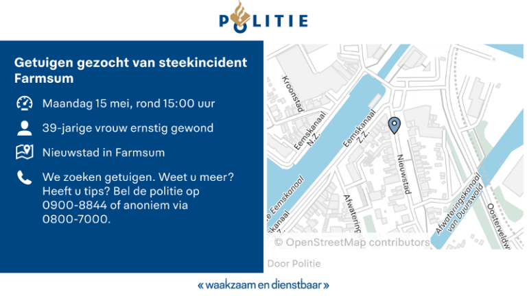 Politie zoekt verdachte van steekincident Farmsum