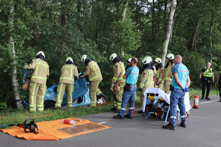 Auto belandt in sloot; slachtoffer bevrijd door brandweer in Pesse