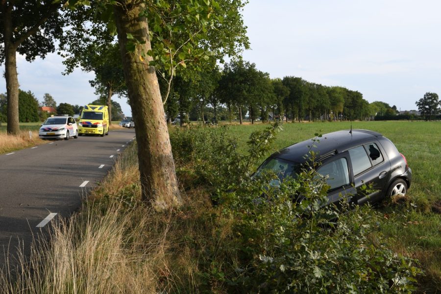 Bestuurder raakt van de weg en botst op boom bij Waskemeer
