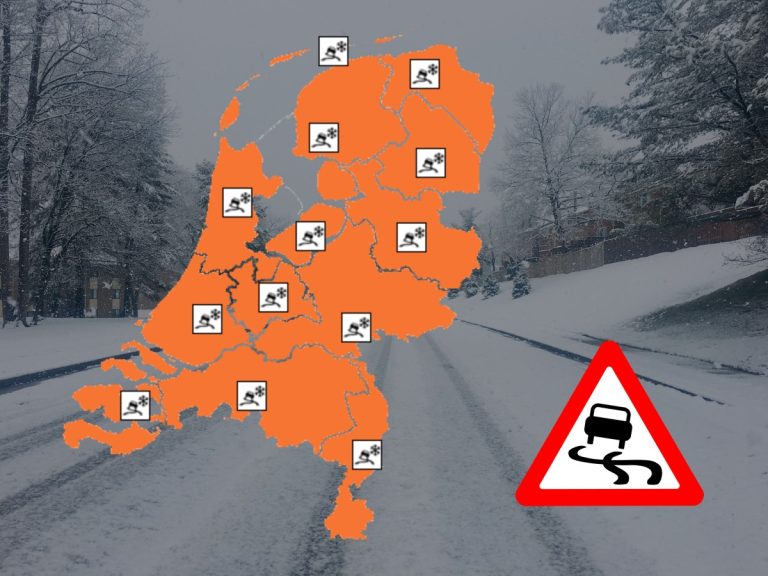 KNMI geeft code oranje af voor gladheid door neerslag aan het eind van de dag