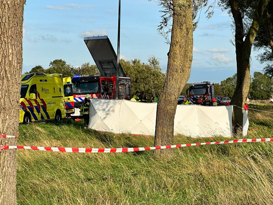 Auto vliegt in brand na botsing tegen boom, bestuurder overleden