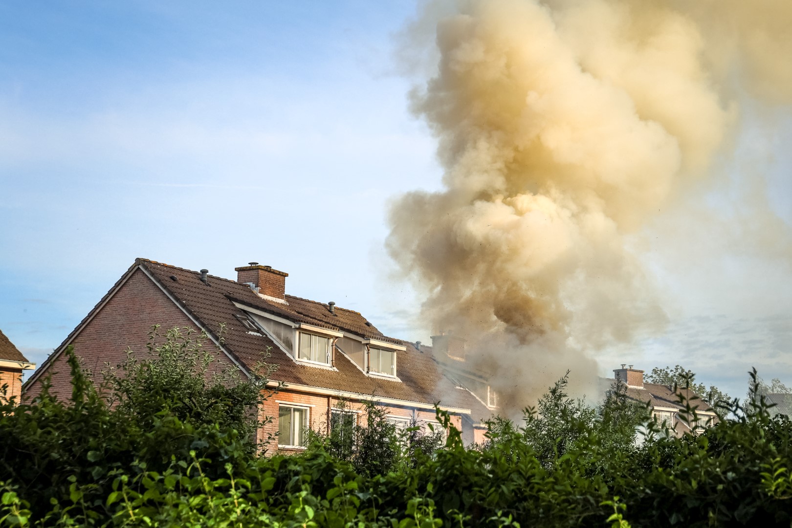 Veel rookontwikkeling bij coniferenbrand