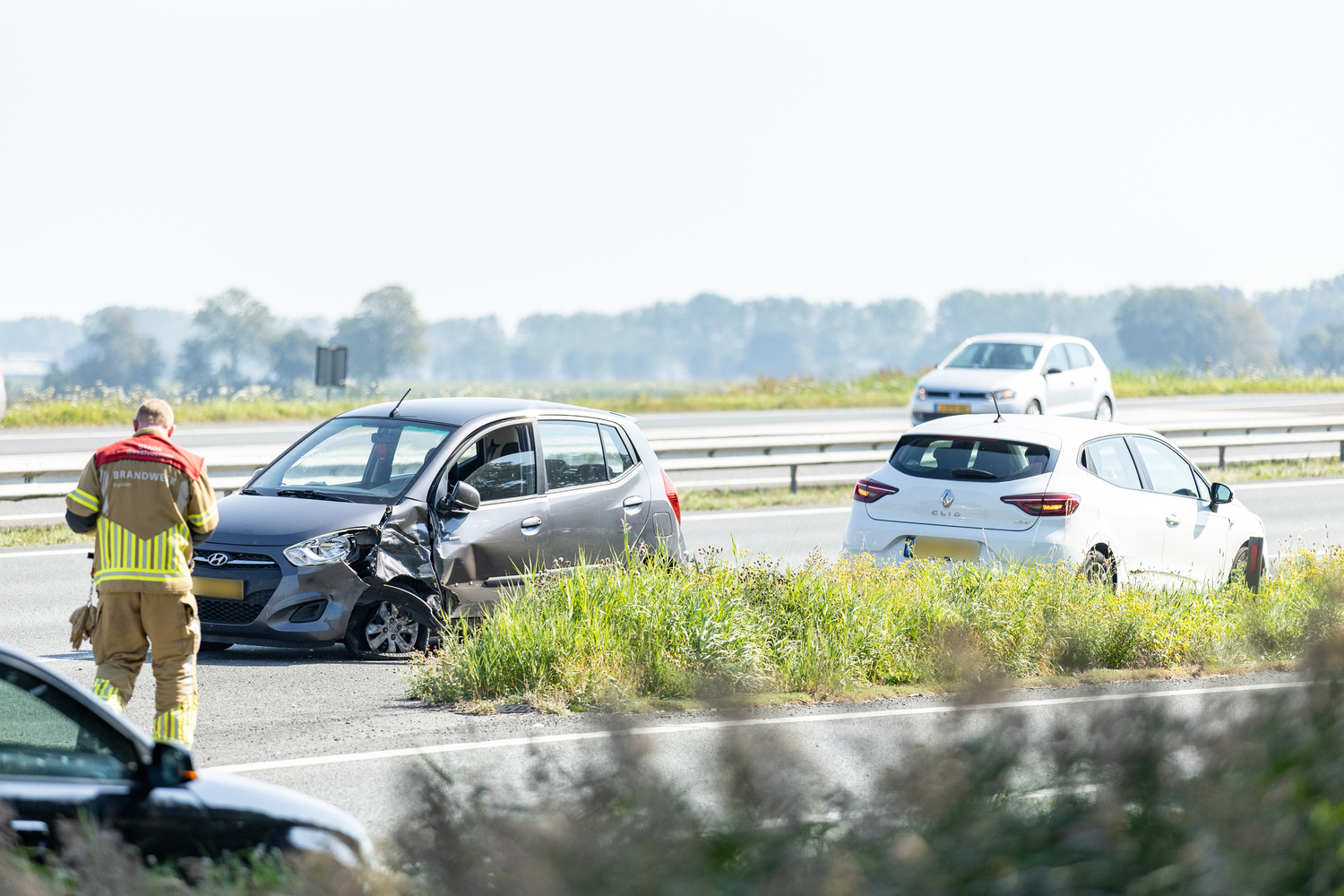 Kettingbotsing tussen zes auto’s op A32