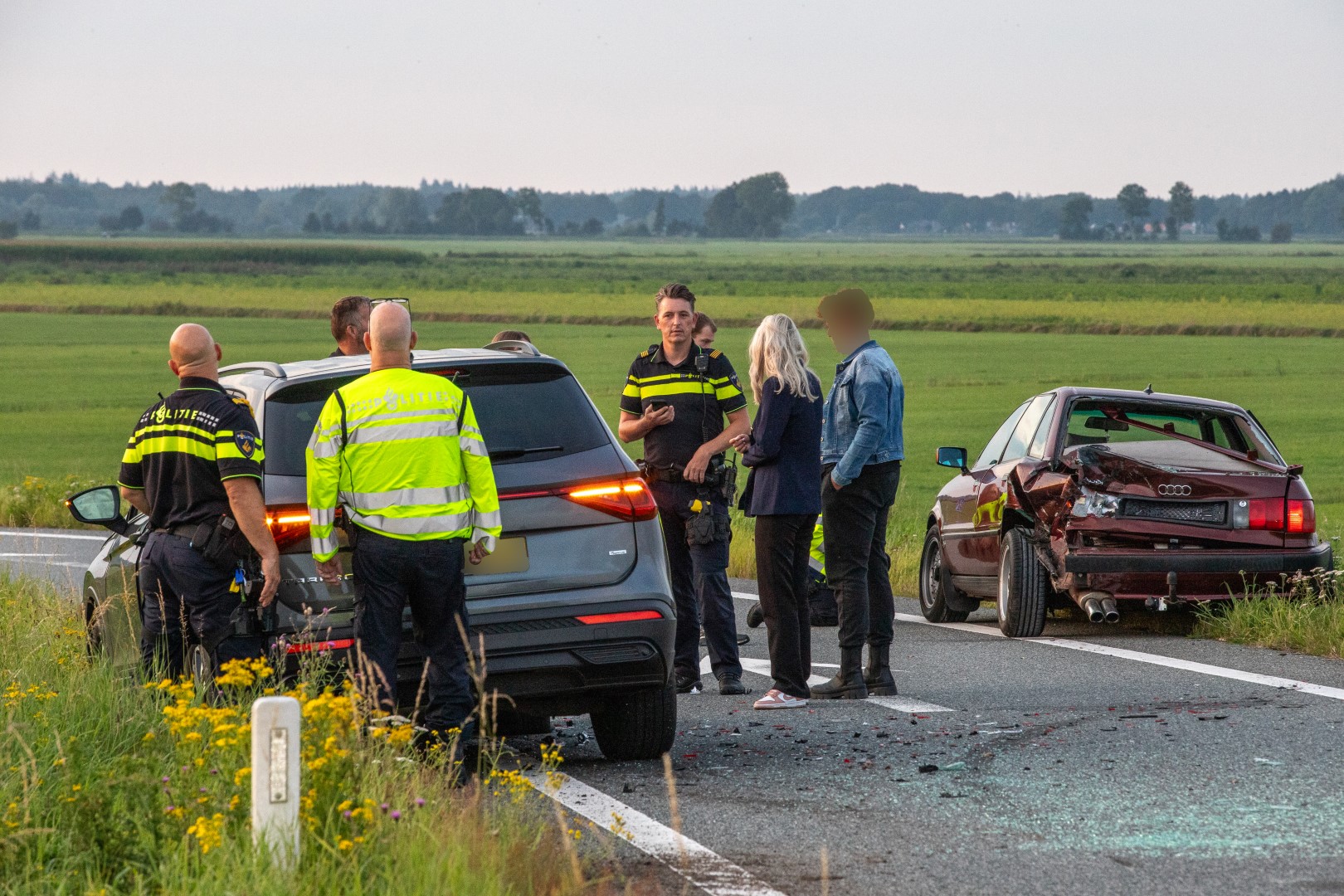 Ongeluk op afrit van A32 bij Oldeholtwolde