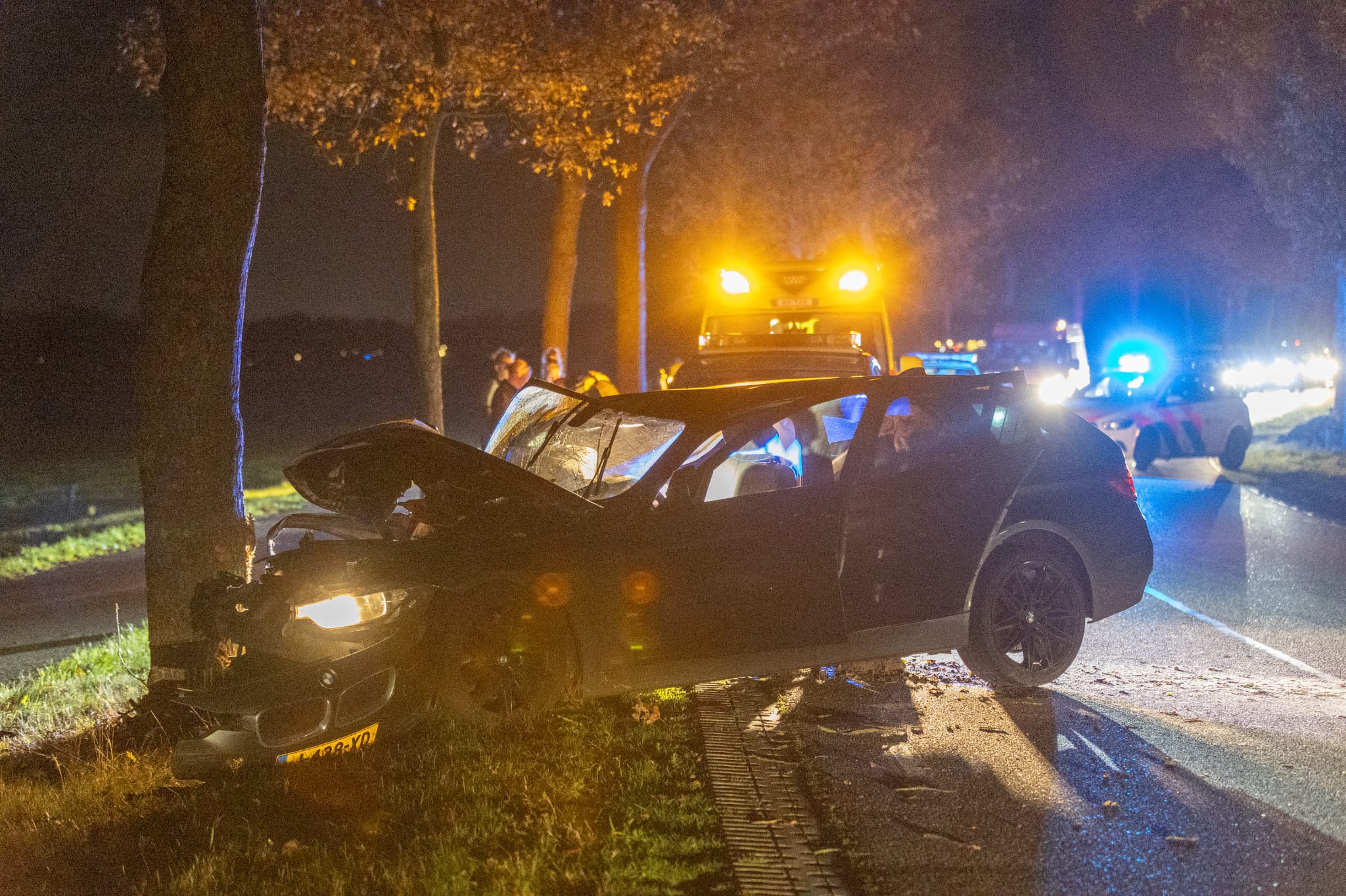 Bestuurder verliest macht over het stuur en botst tegen boom