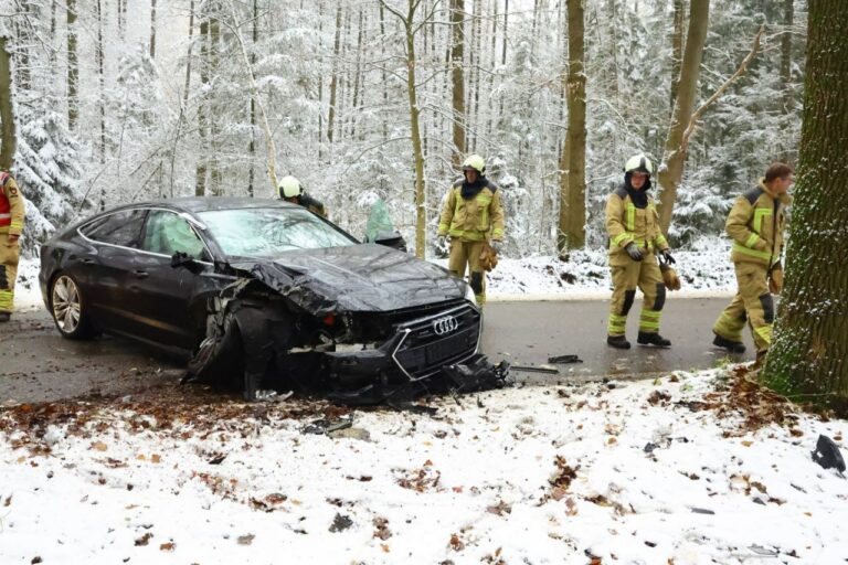 Auto botst tegen boom, bestuurder ongedeerd