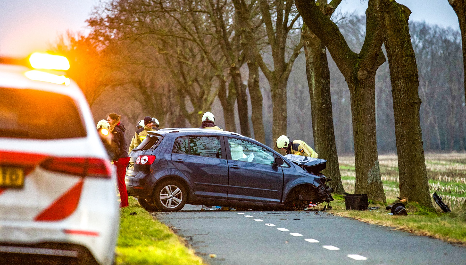 Automobiliste botst tegen boom en raakt gewond