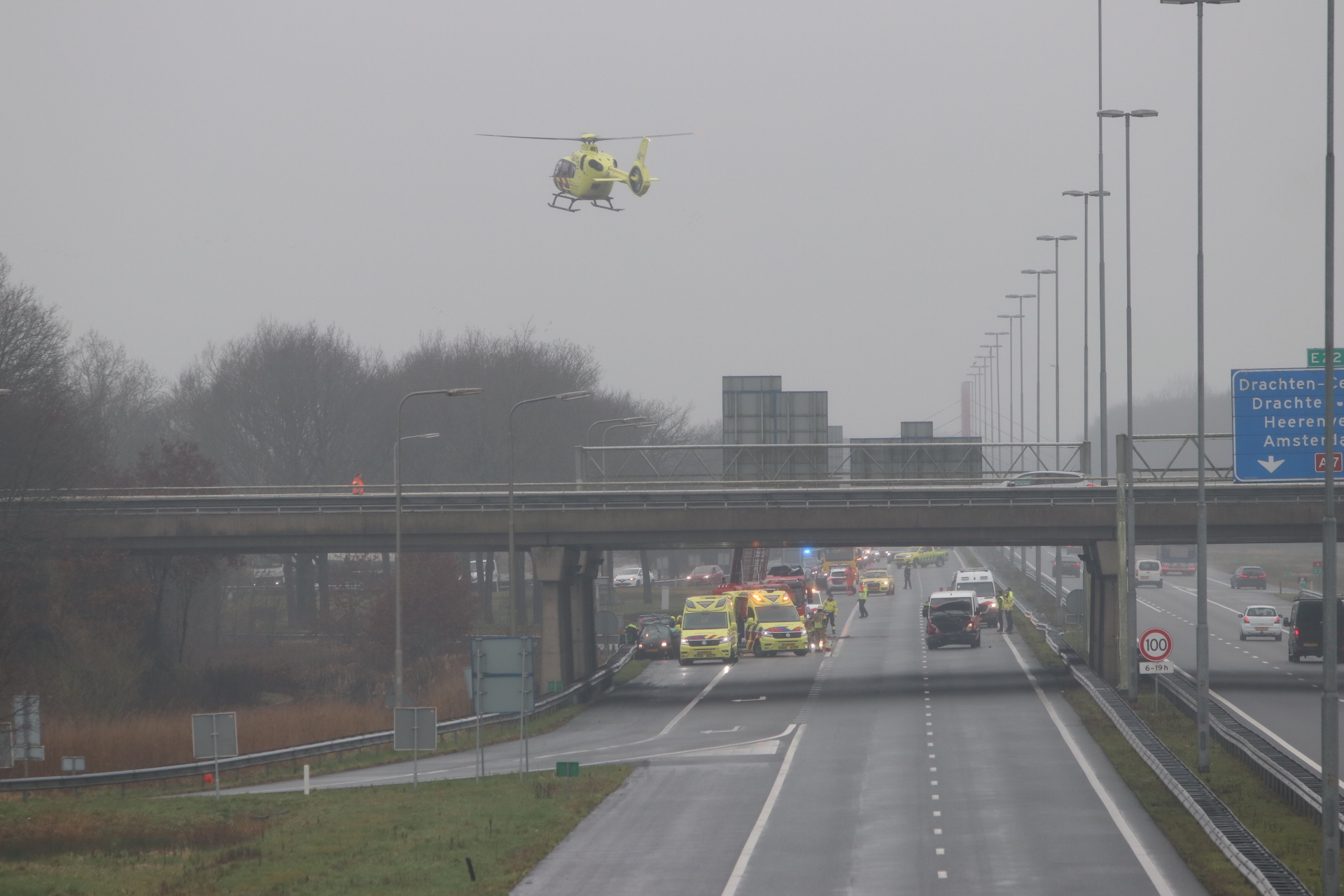 Ernstig ongeval op de A7 bij Drachten