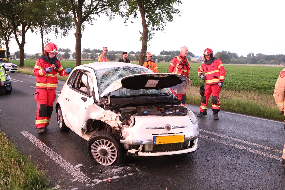 Automobilist botst tegen boom, auto zwaar beschadigd