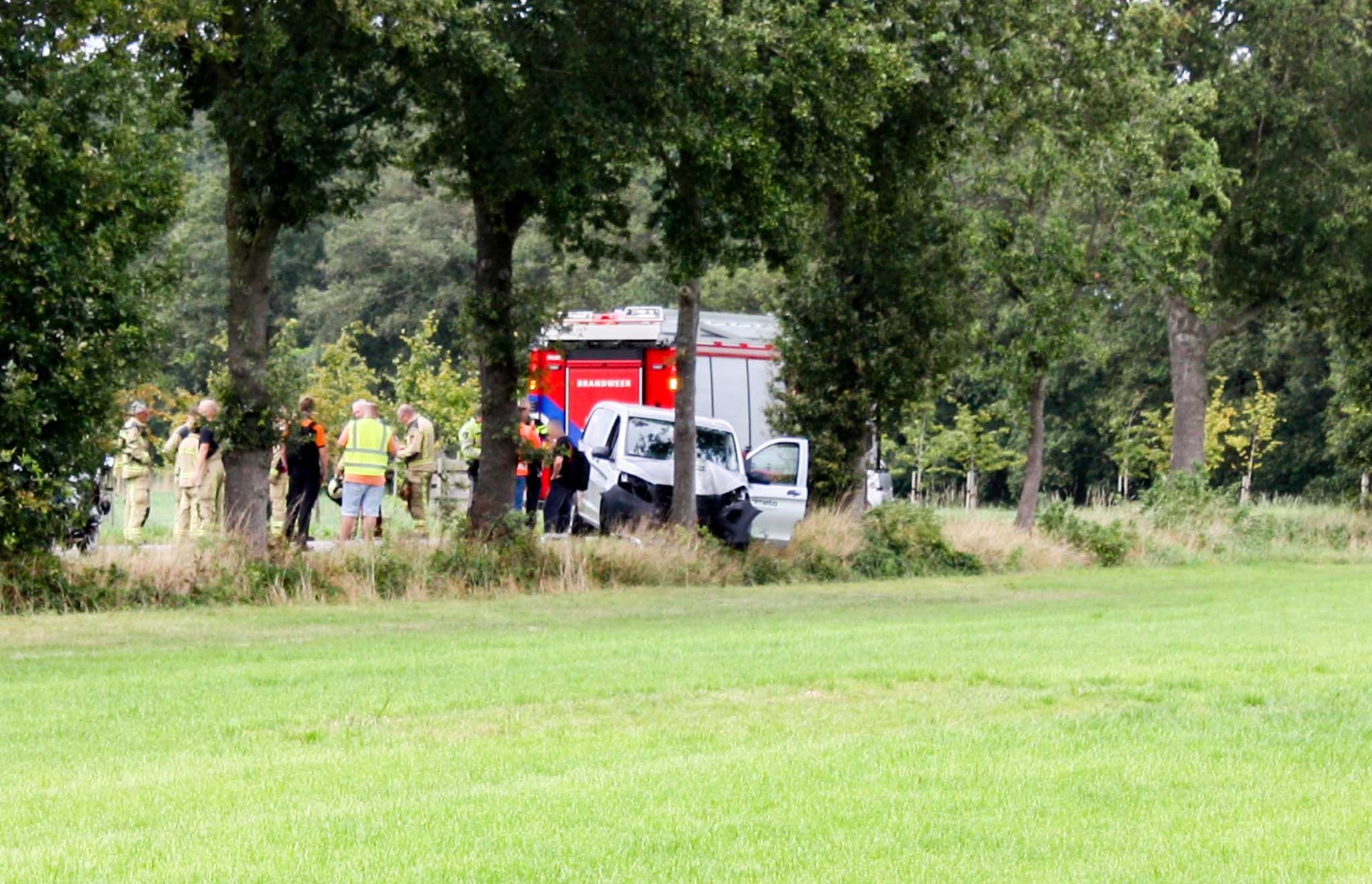 Bestelbus botst op boom