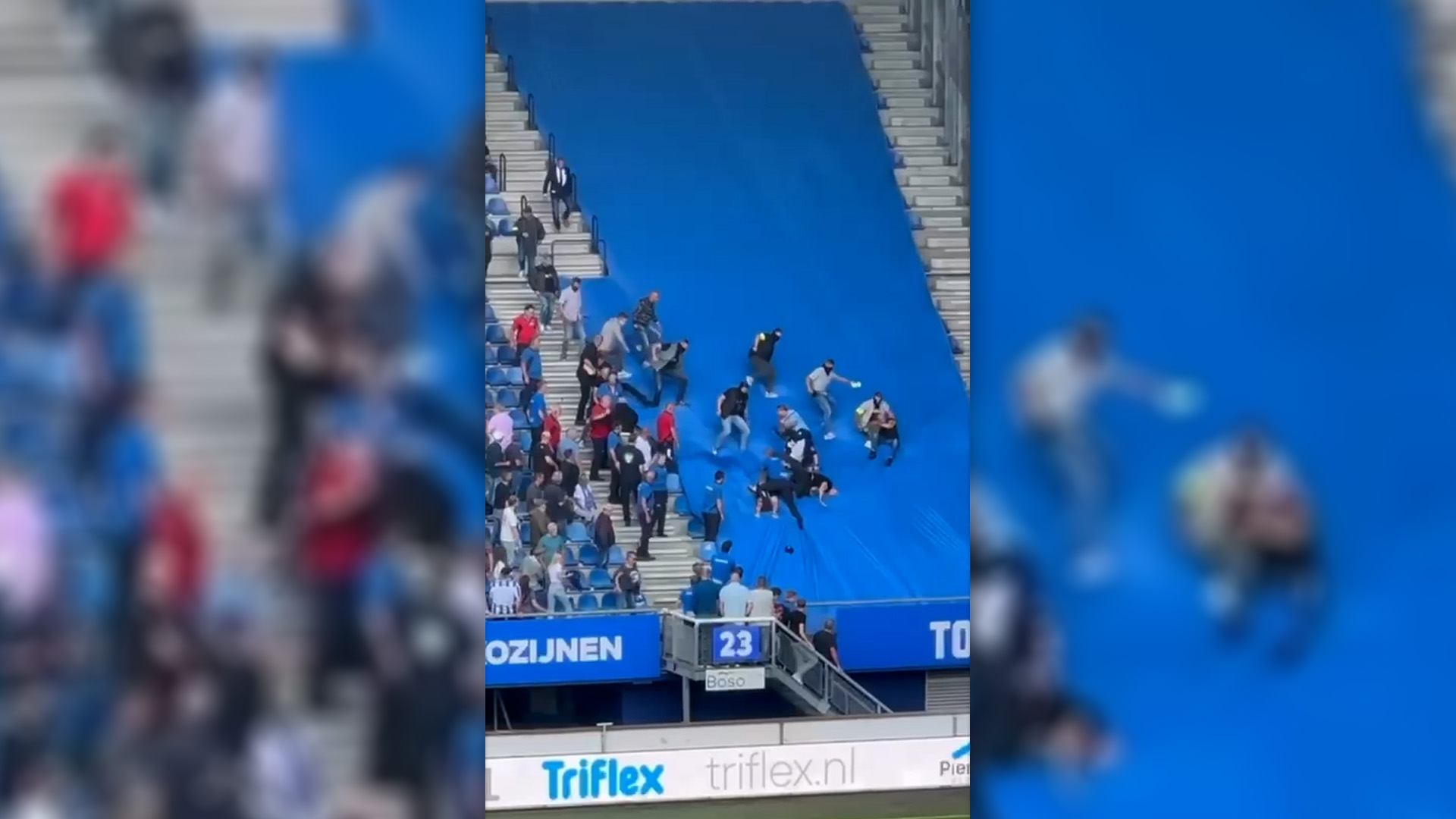 VIDEO: Supporters klimmen uitvak uit en gaan op de vuist met stewards