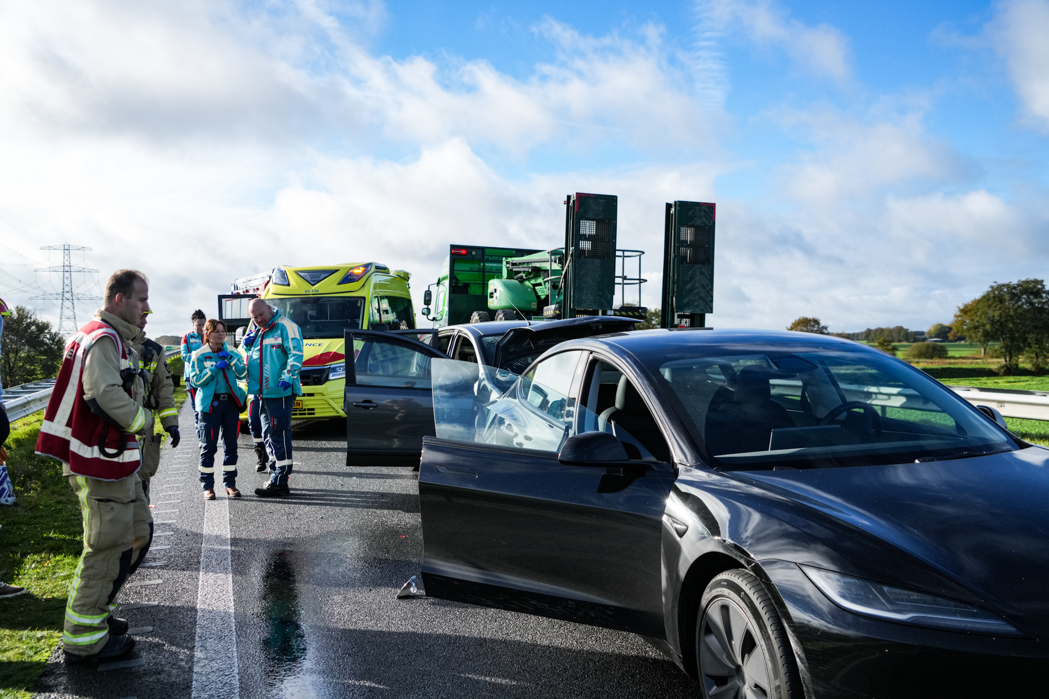 Grote file door ongeval met elektrische auto