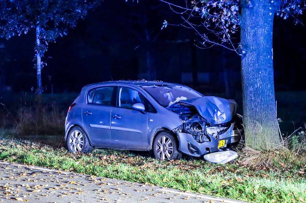 Auto botst tegen boom, bestuurder gewond