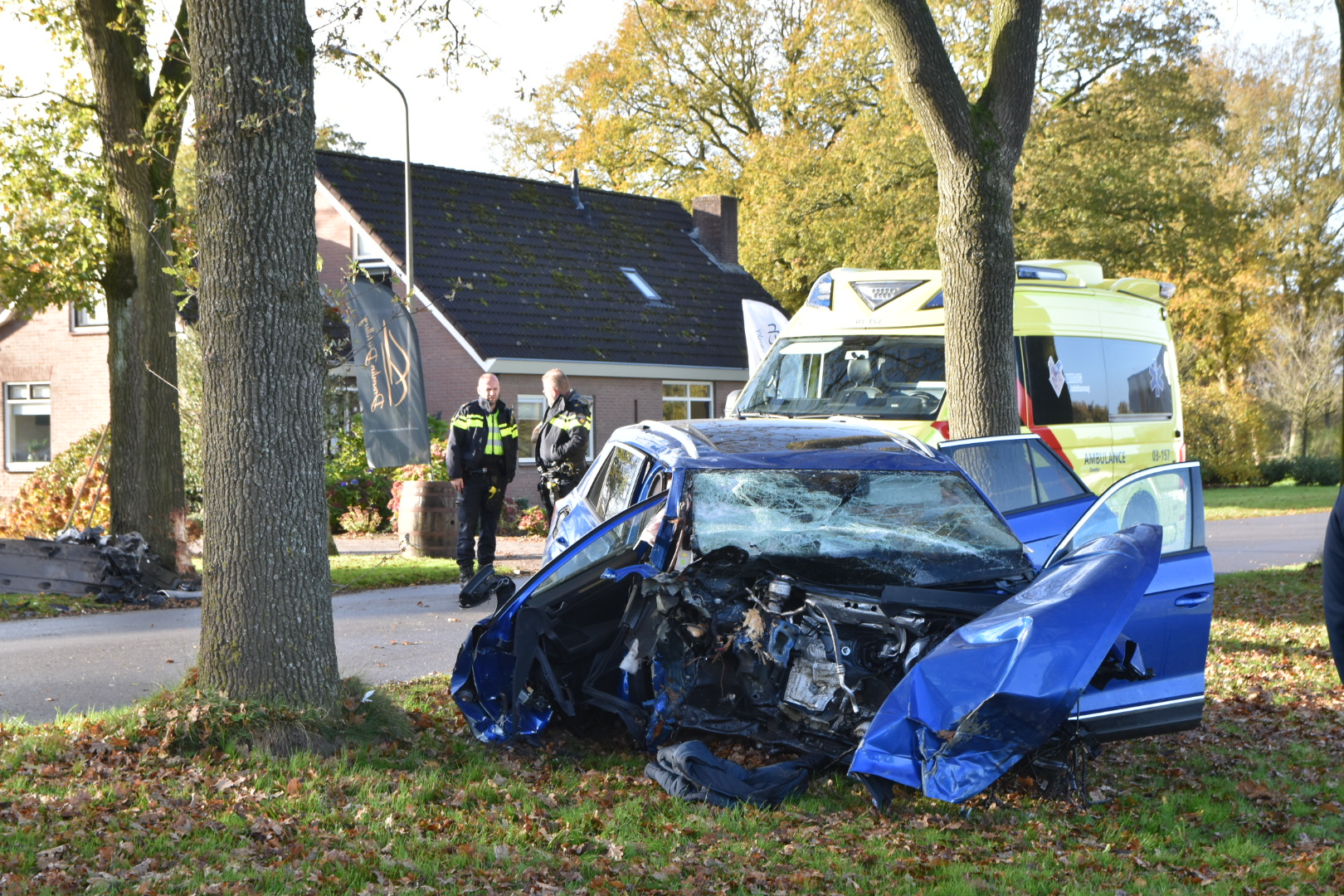 Auto botst tegen boom, bestuurder zwaargewond