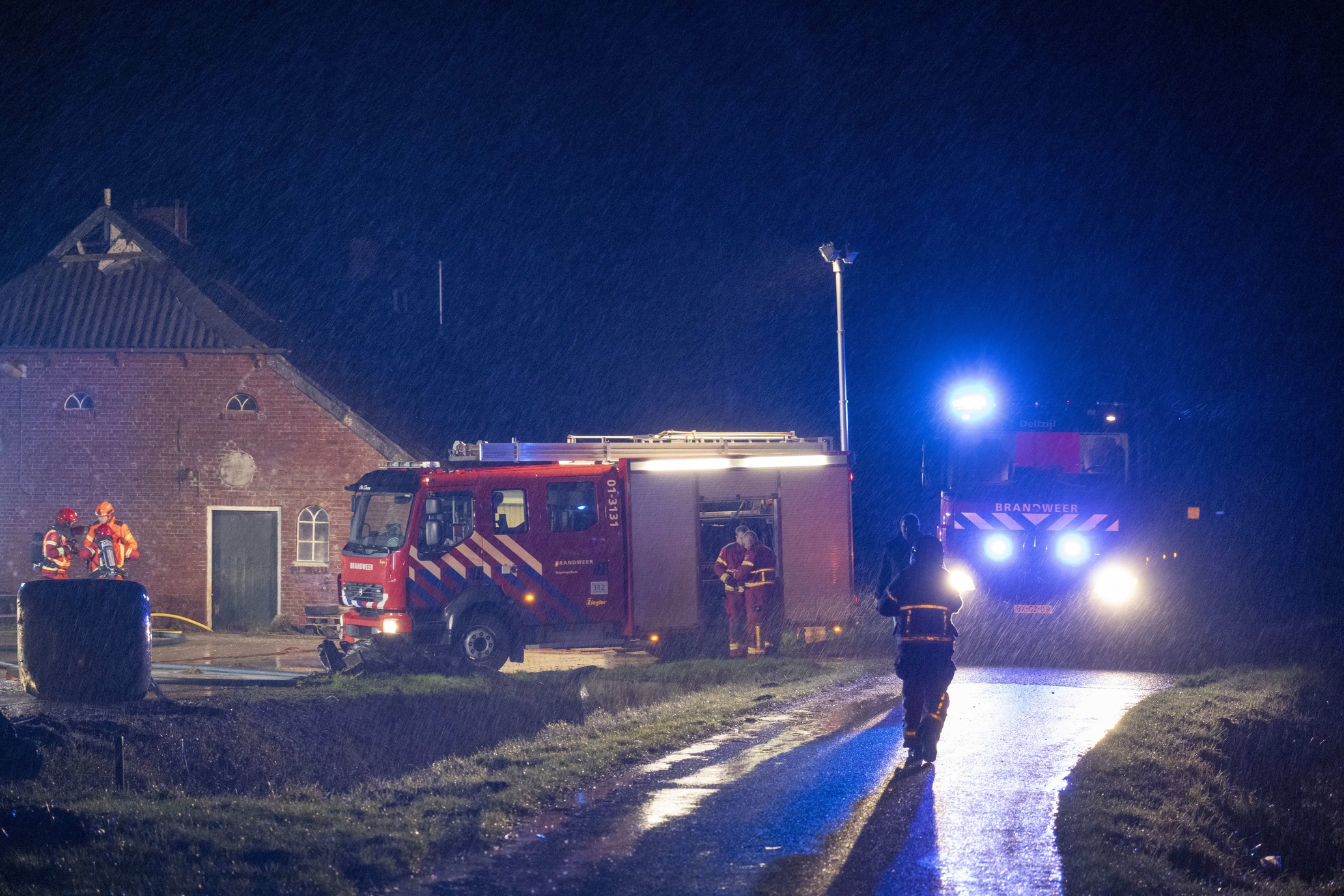 Stal vol kalveren in brand