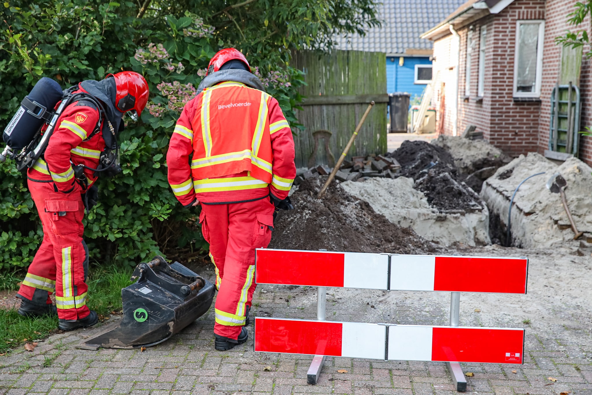 Gaslek bij graafwerkzaamheden, ook Duitse brandweer gealarmeerd