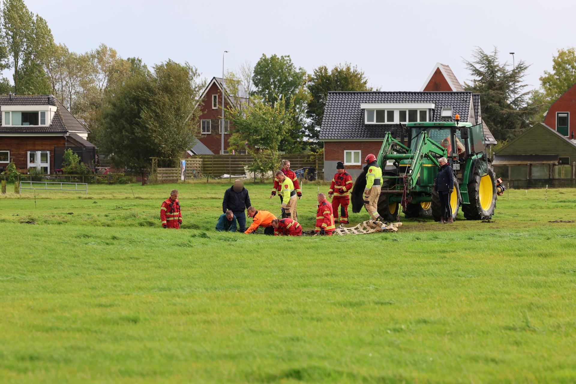 Paard door brandweer uit sloot gered met hulp van boer