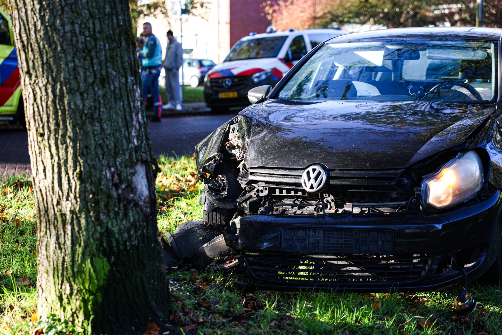 Bestuurder verliest controle en botst met auto tegen boom
