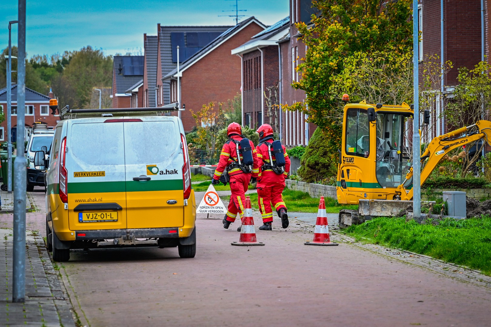 Gaslekkage bij graafwerkzaamheden, straten uit voorzorg afgezet