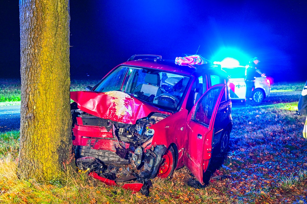 Automobiliste ernstig gewond na botsing tegen boom