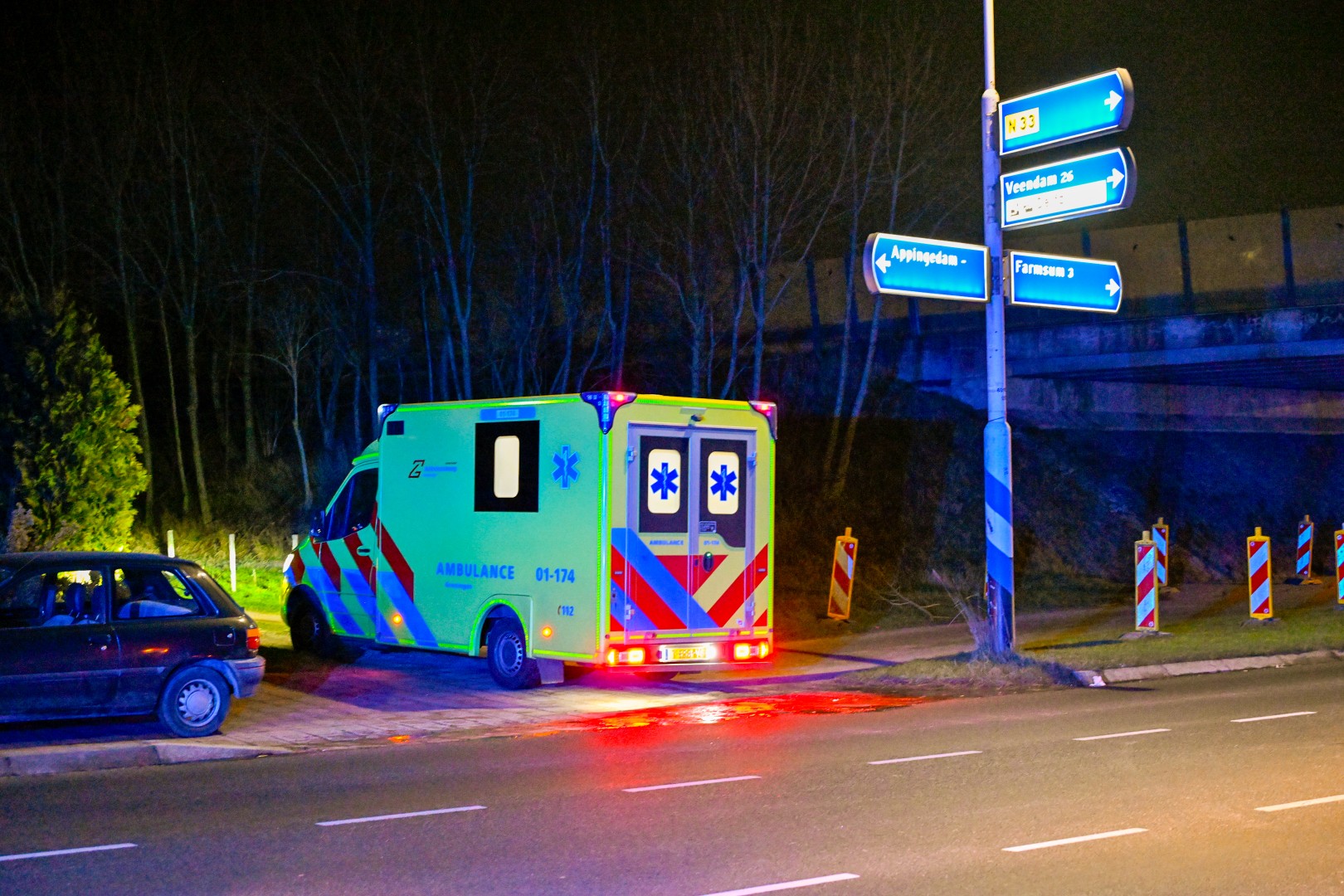 Twee voertuigen botsen bij op- en afrit N33