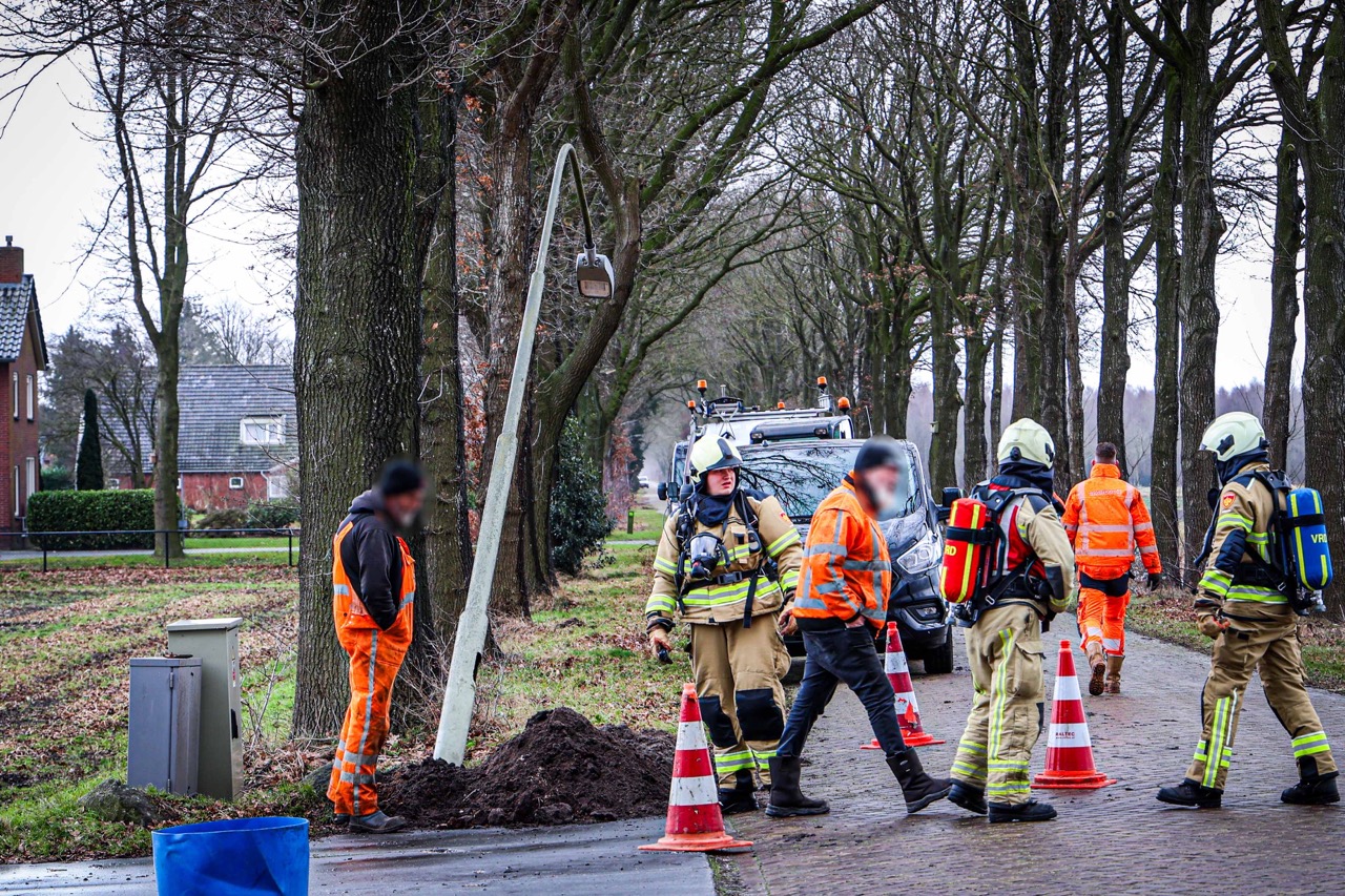 Gasleiding geraakt tijdens werkzaamheden