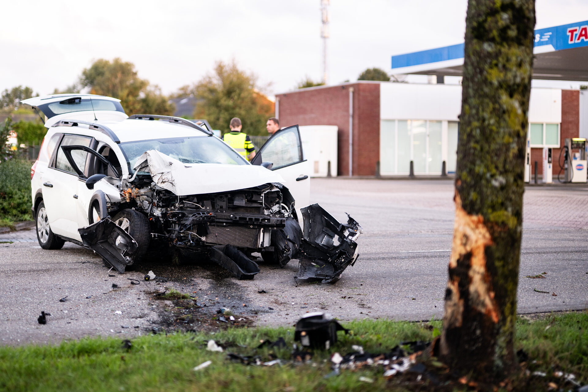 Auto botst tegen boom, drie gewonden