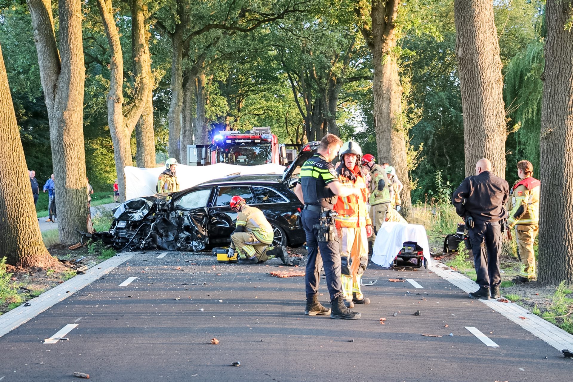 Meerdere gewonden nadat auto frontaal tegen boom botst