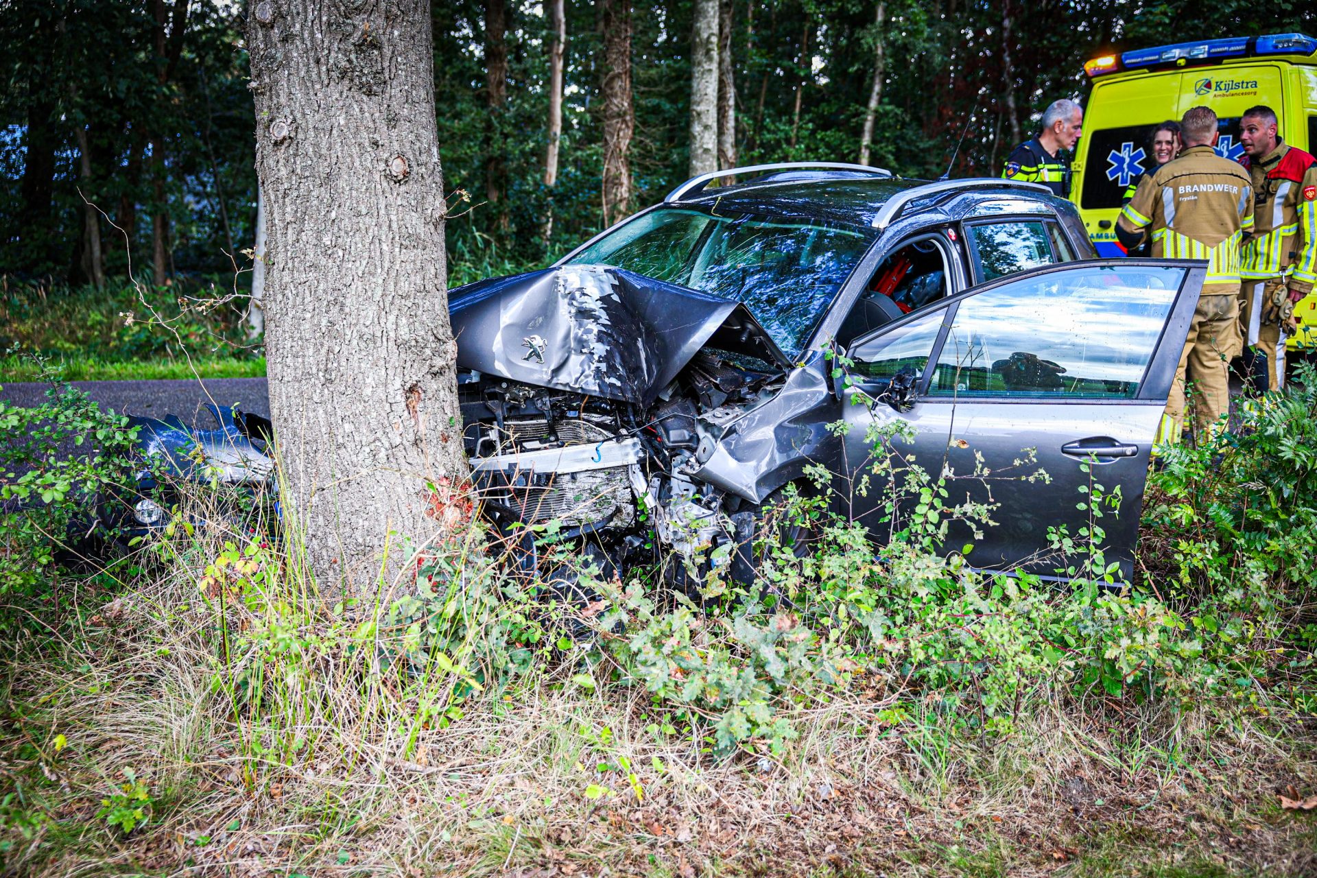 Auto botst tegen boom na eenzijdig ongeval
